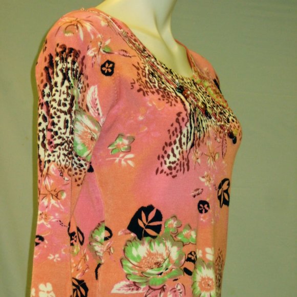 Elizabeth New York Pink Embellished Sweater Small - Picture 3 of 5